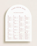 Alpbaetical Seating Chart Sign Arch Rosa, Lovers