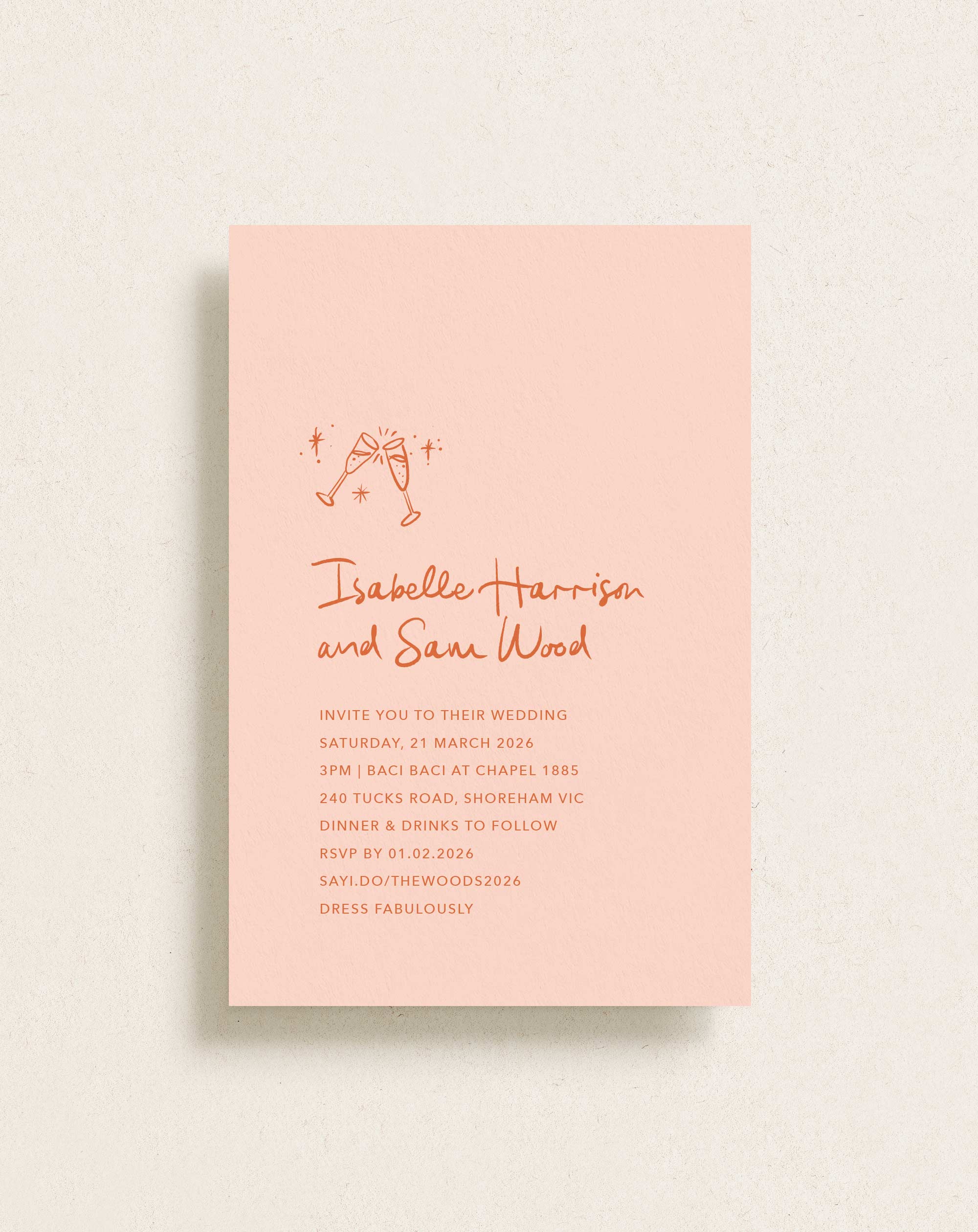 Invitation Rectangle Blush, Rendezvous