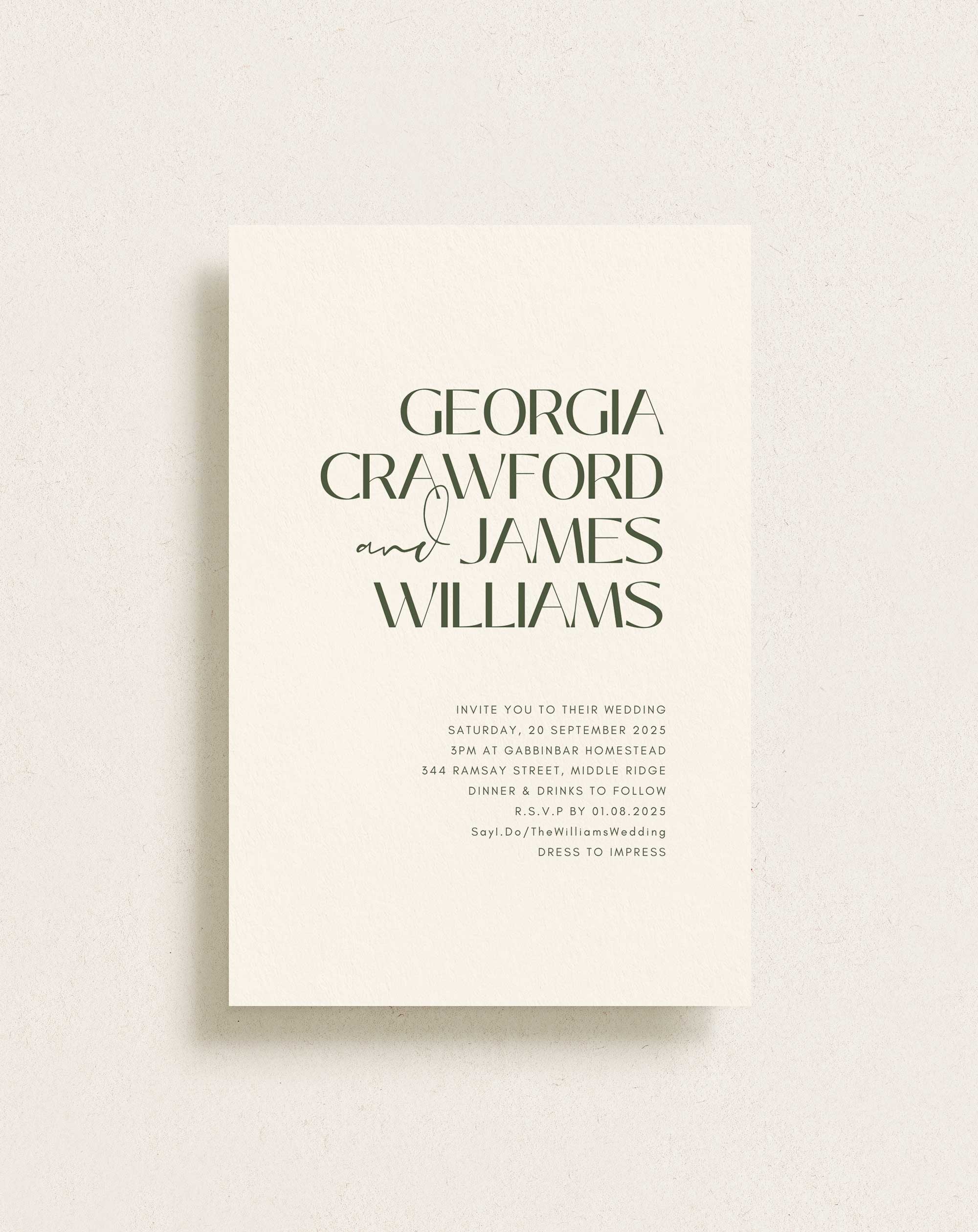 Invitation Rectangle Cream, Moderna