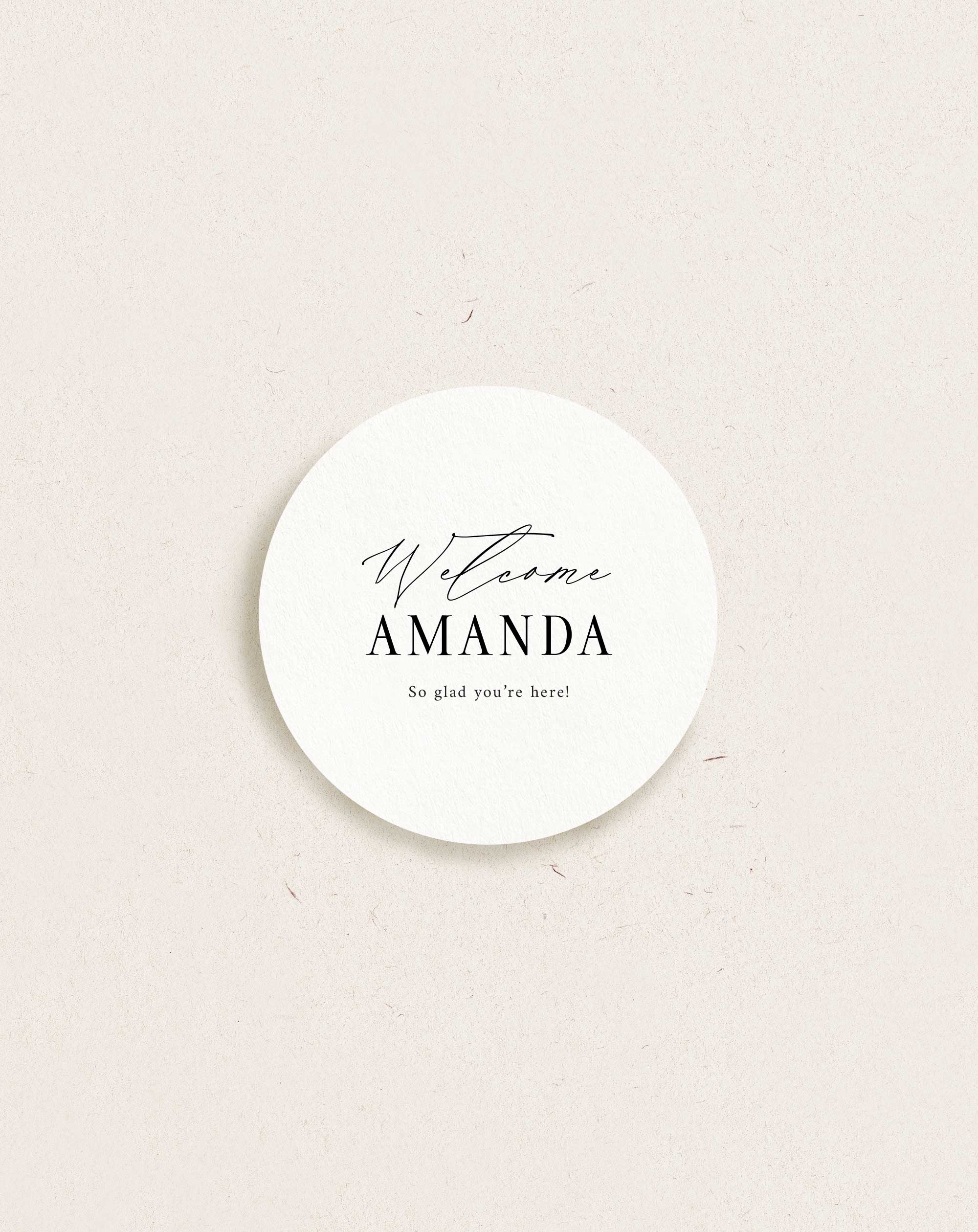 Round Place Card White, Bliss